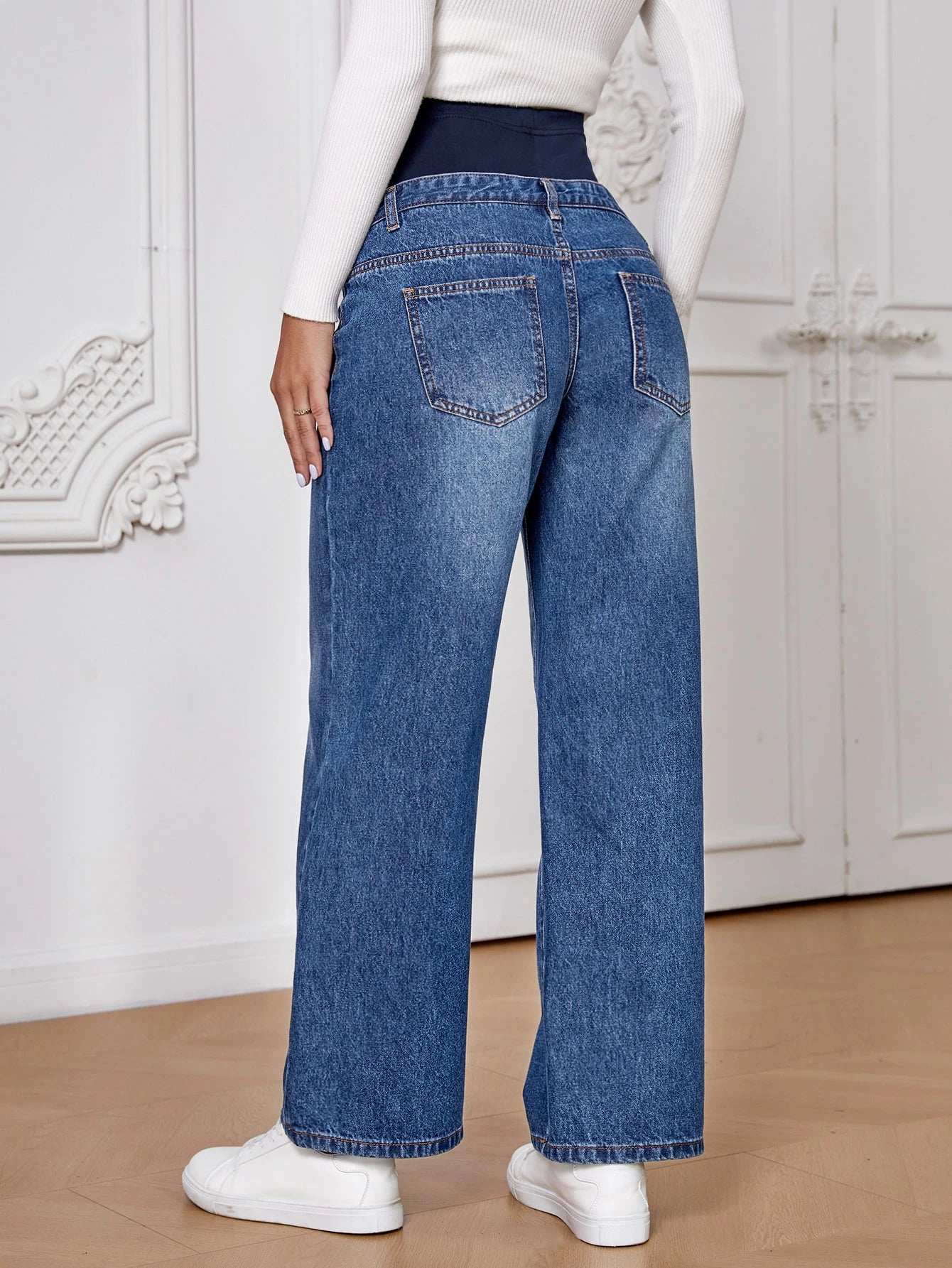 بنطلون جينز ساق عريضة للأمومة - Pink&blue