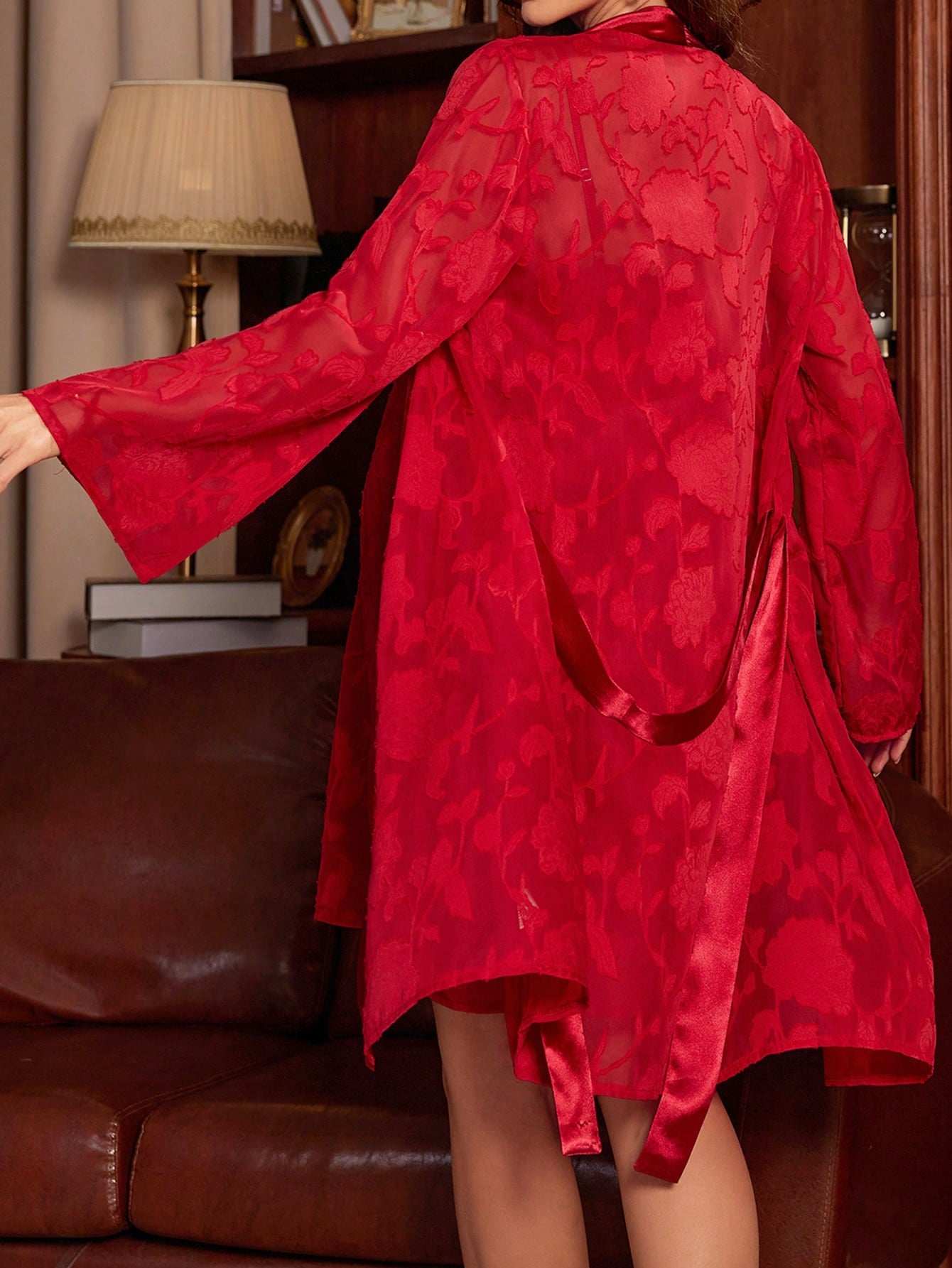 طقم ملابس نوم للأمومة من الدانتيل والشبك، طقم بيجامة - Pink&blue