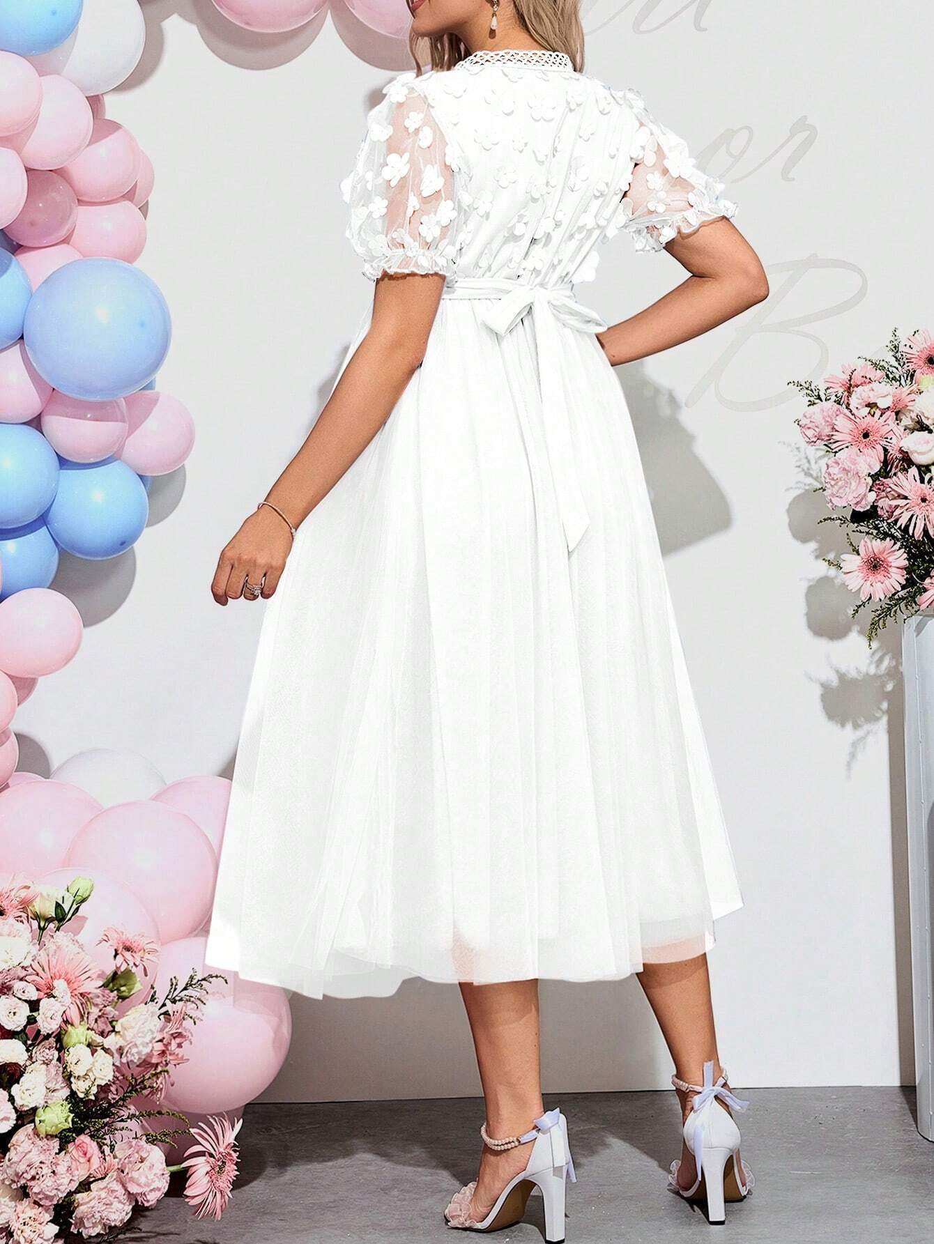 فستان كشف جنس الطفل للحوامل، رقبة على شكل حرف V، شفاف مع تباين أكمام قصيرة، مناسب تمامًا لحفلات الاستقبال باستقبال الطفل أو حفلات العطلات - Pink&blue