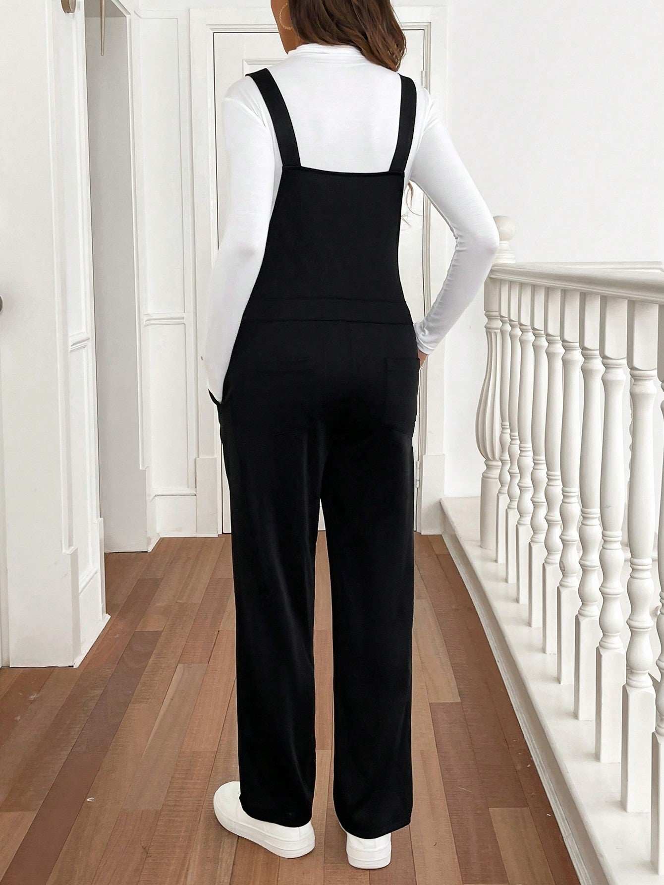 جمبسوت الحمل ذات الحمالات الواسعة، كاجوال لارتداء اليومي، تصميم بسيط - Pink&blue