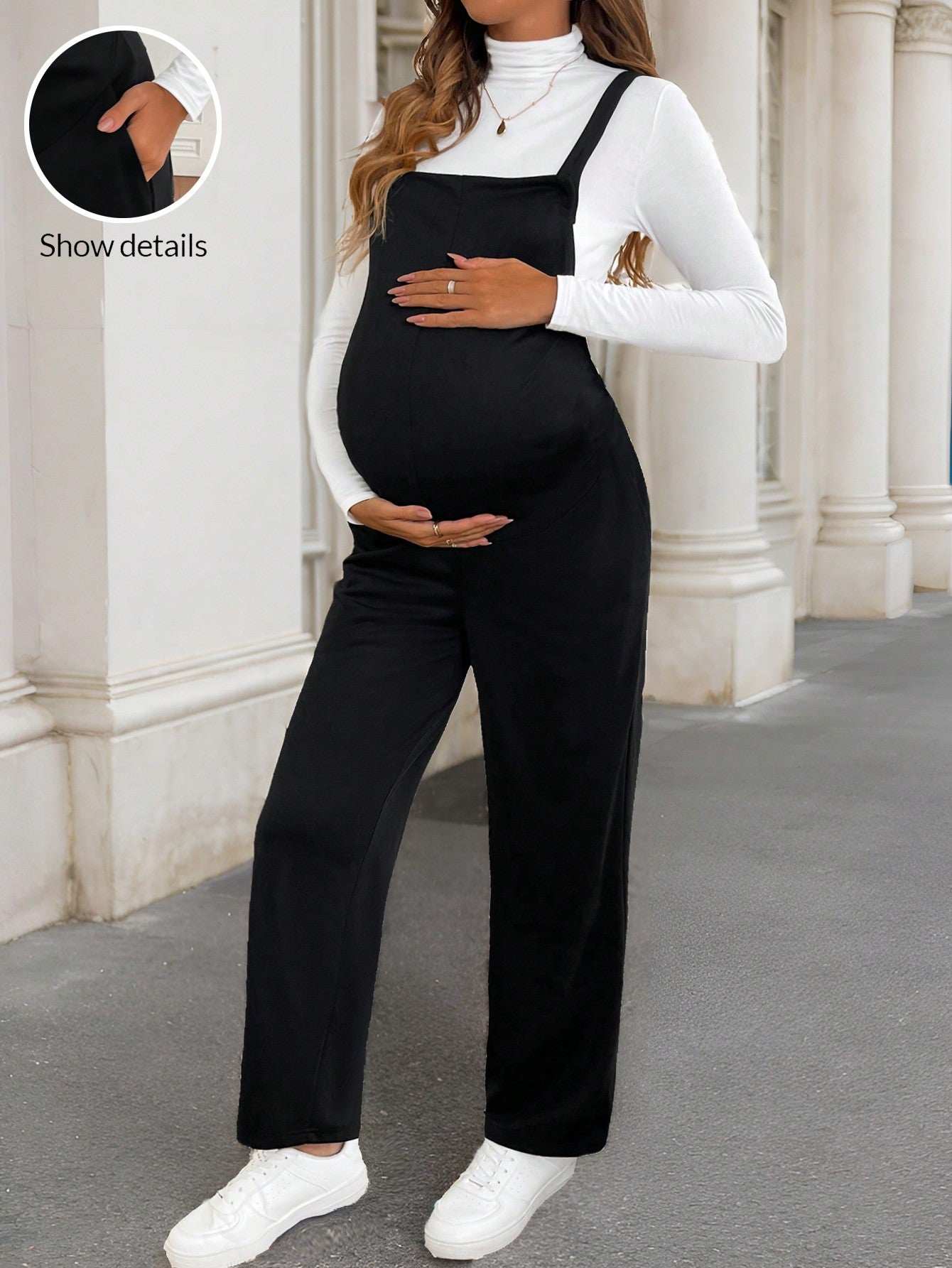 جمبسوت الحمل ذات الحمالات الواسعة، كاجوال لارتداء اليومي، تصميم بسيط - Pink&blue