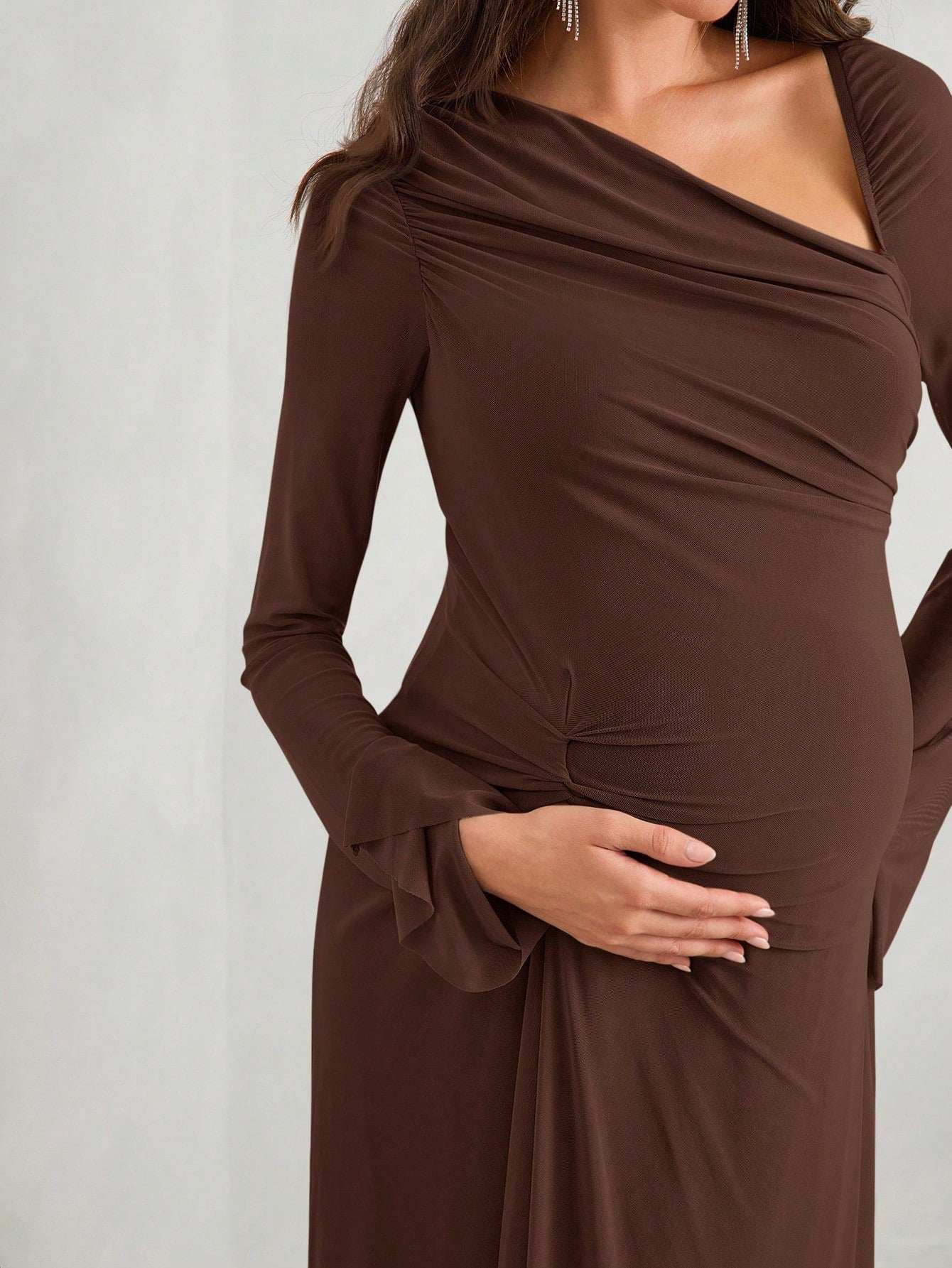 فستان حمل طويل أنيق مناسب للحوامل من ماترنيتشيك لموسم الخريف - Pink&blue