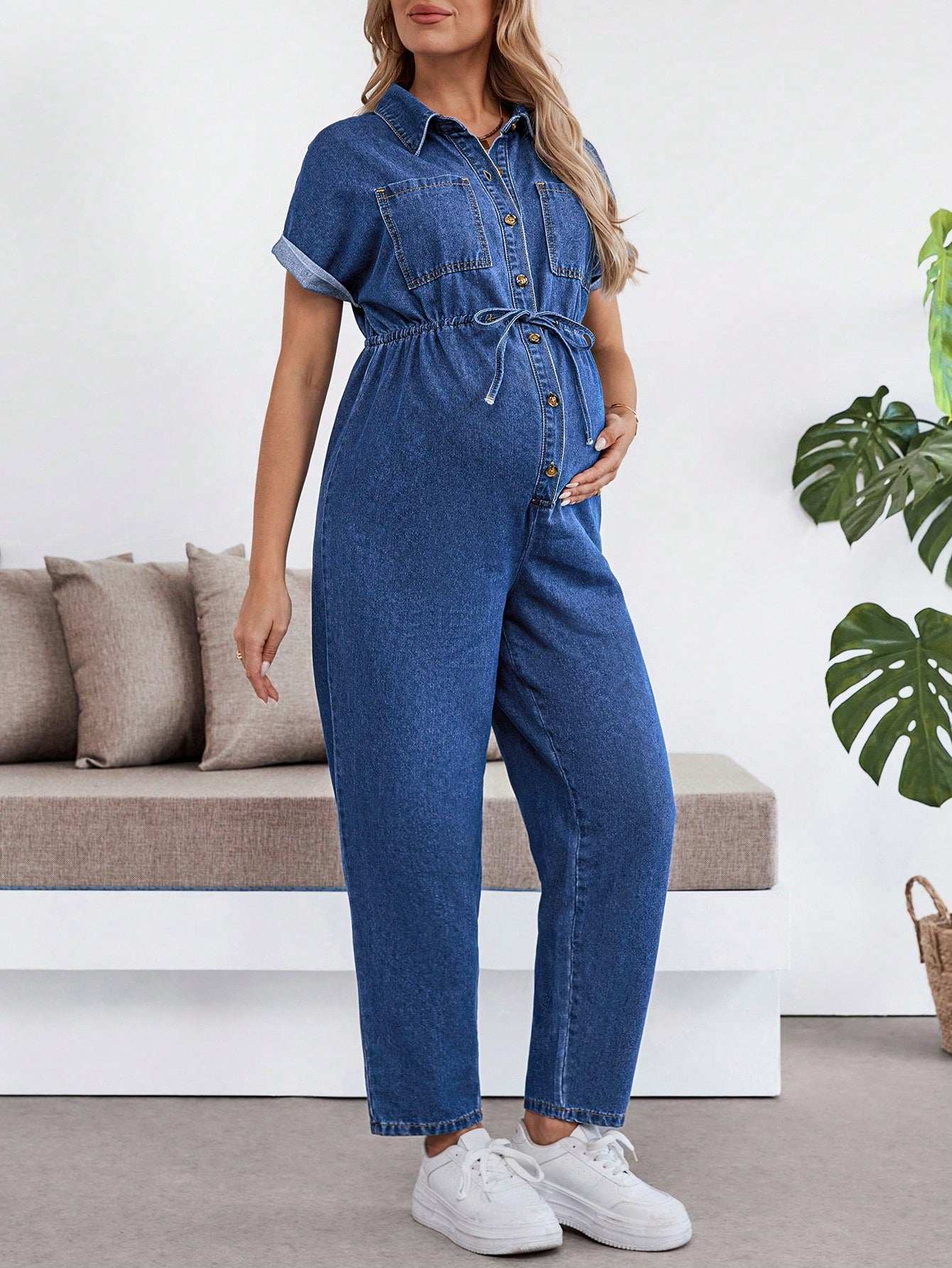 بدلة جينز ضيقة للنساء الحوامل - Pink&blue