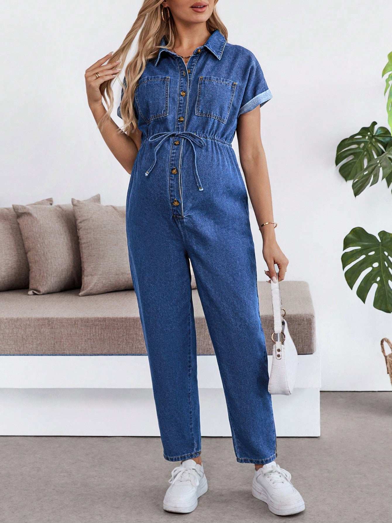 بدلة جينز ضيقة للنساء الحوامل - Pink&blue