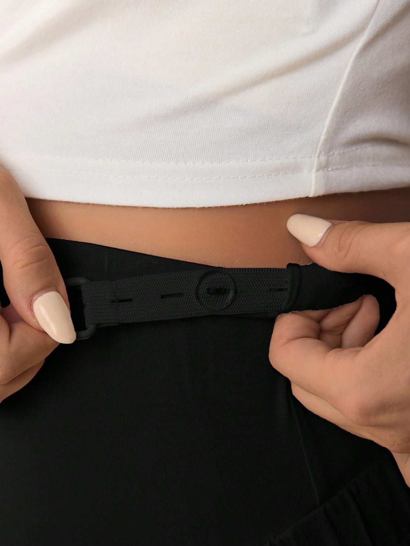 بنطال حمل أنيق مرتفع الخصر، مستقيم الساق، بخصر مرن قابل للتعديل وربطة أمامية - Pink&blue