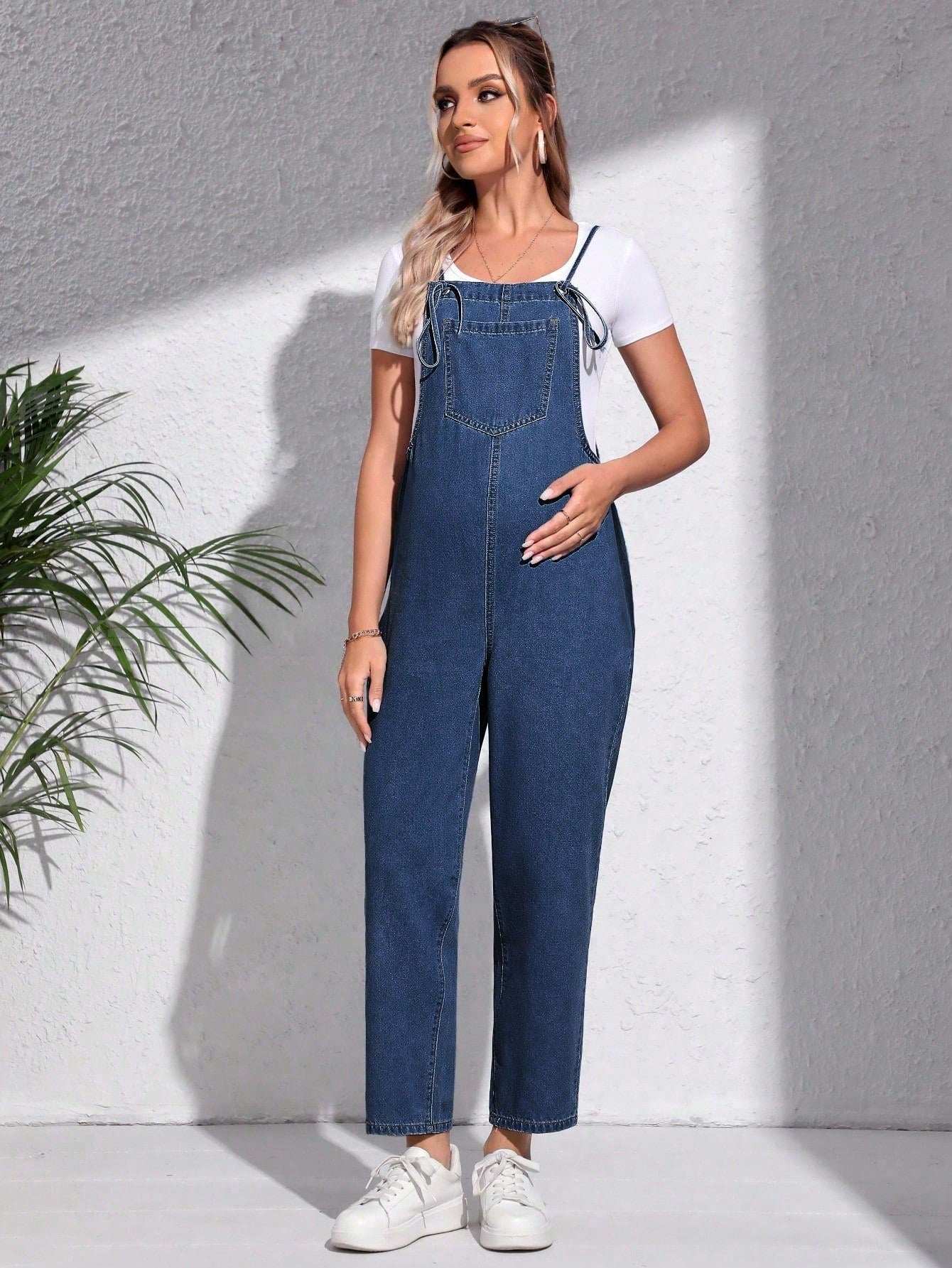 سالوبيت جينز أبي عملي قابل للتعديل للحوامل - Pink&blue