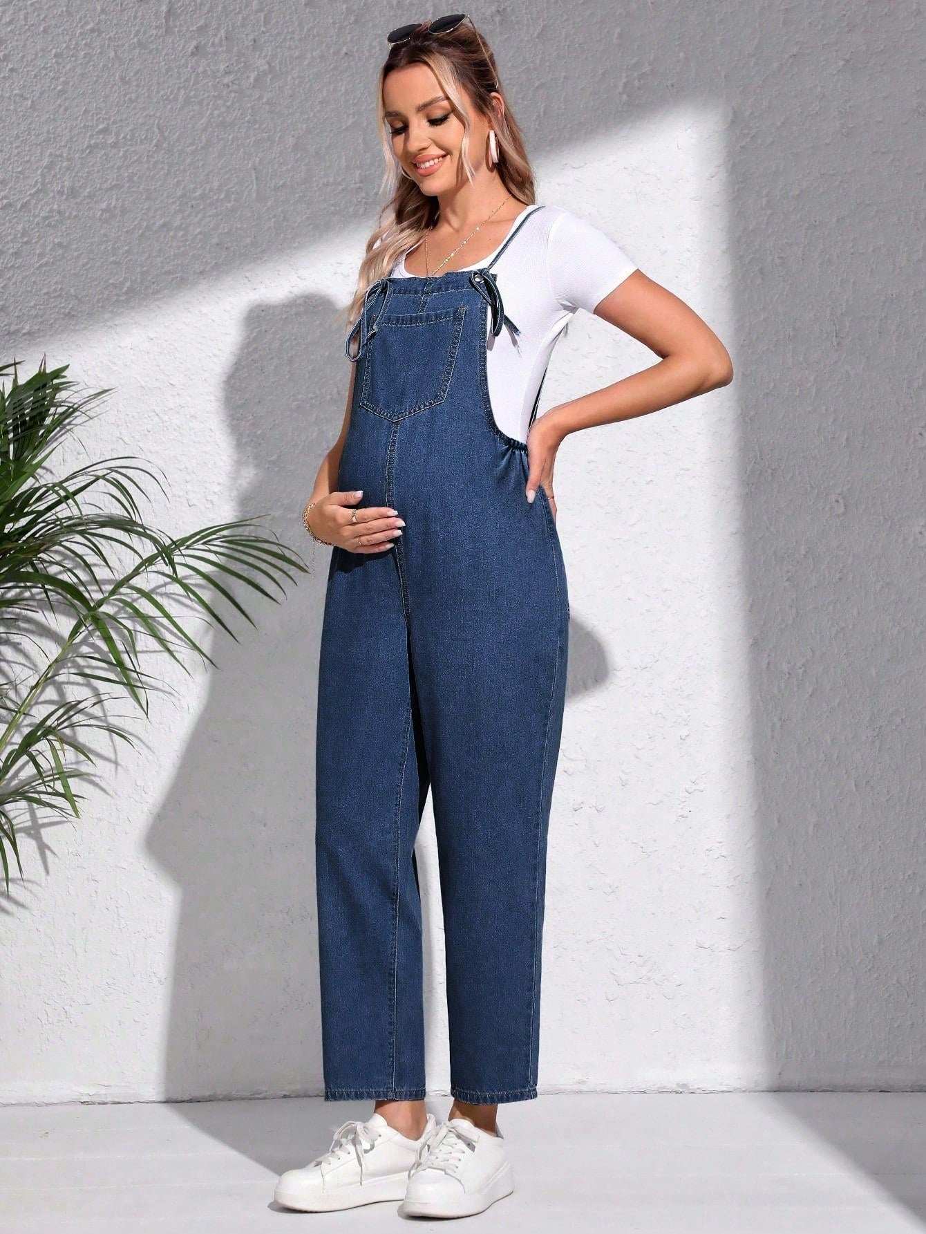 سالوبيت جينز أبي عملي قابل للتعديل للحوامل - Pink&blue