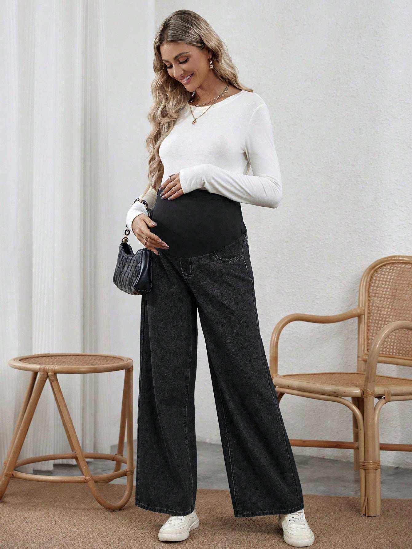 السراويل الجينز الفاشيونية بلون سادة للحامل مناسبة للصيف - Pink&blue