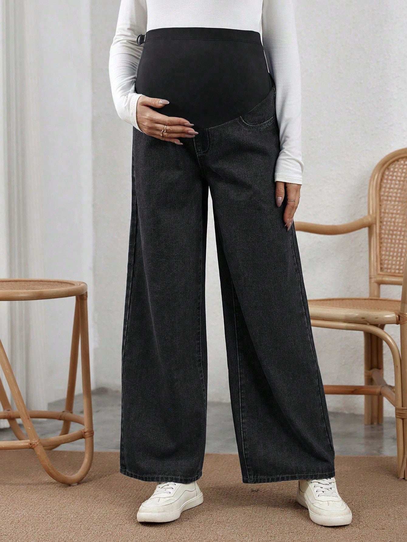 السراويل الجينز الفاشيونية بلون سادة للحامل مناسبة للصيف - Pink&blue