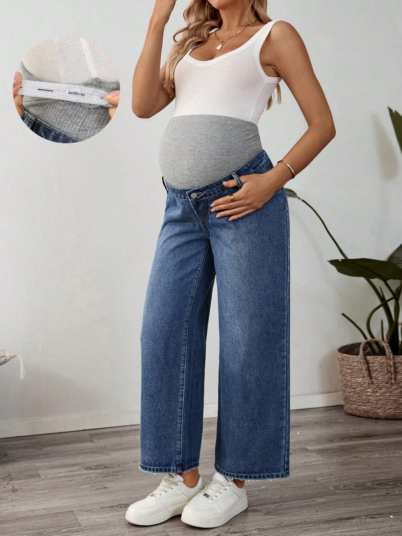 السراويل الجينز الحوامل، ملابس شاطئ للحوامل - Pink&blue