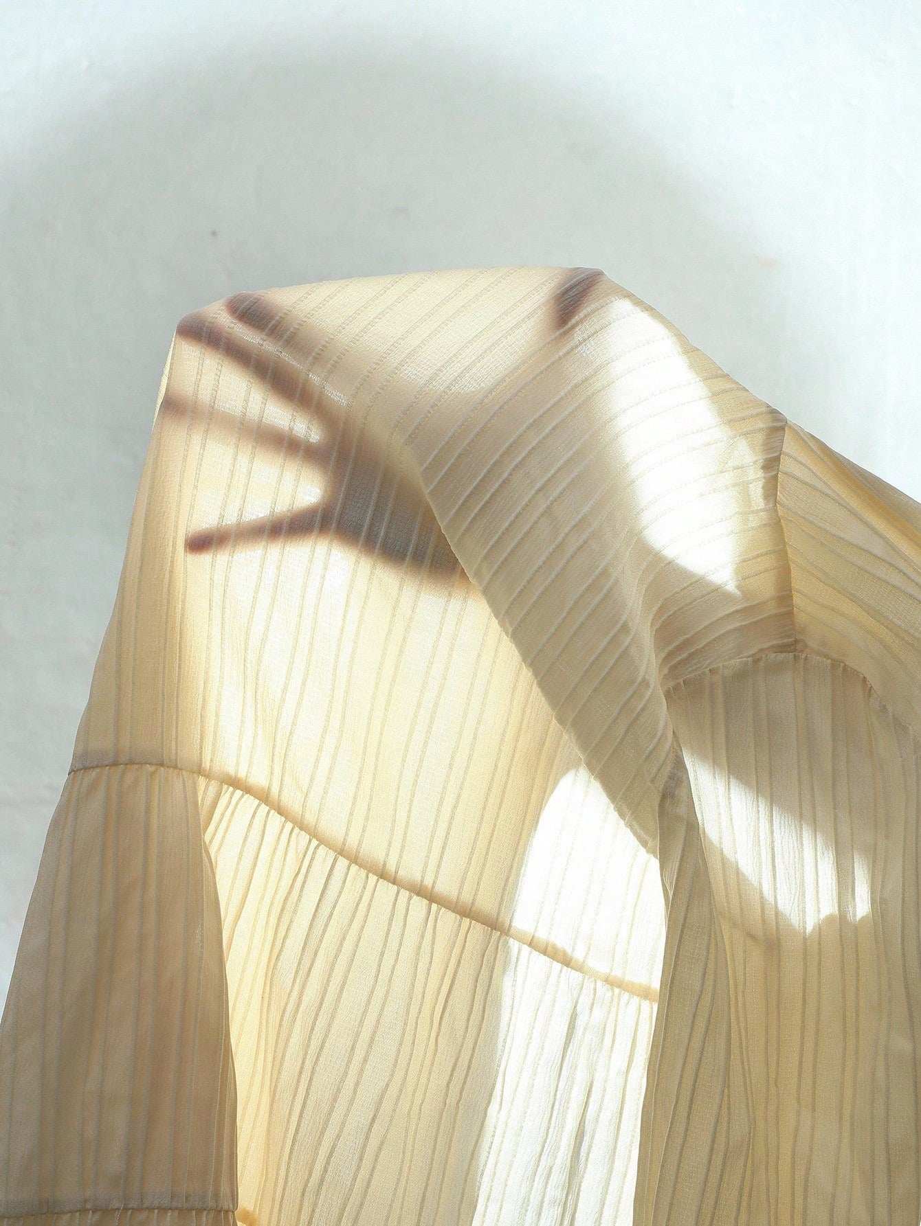 قميص حمل كاجوال بأكمام طويلة وذيل مكشكش بلون واحد - Pink&blue