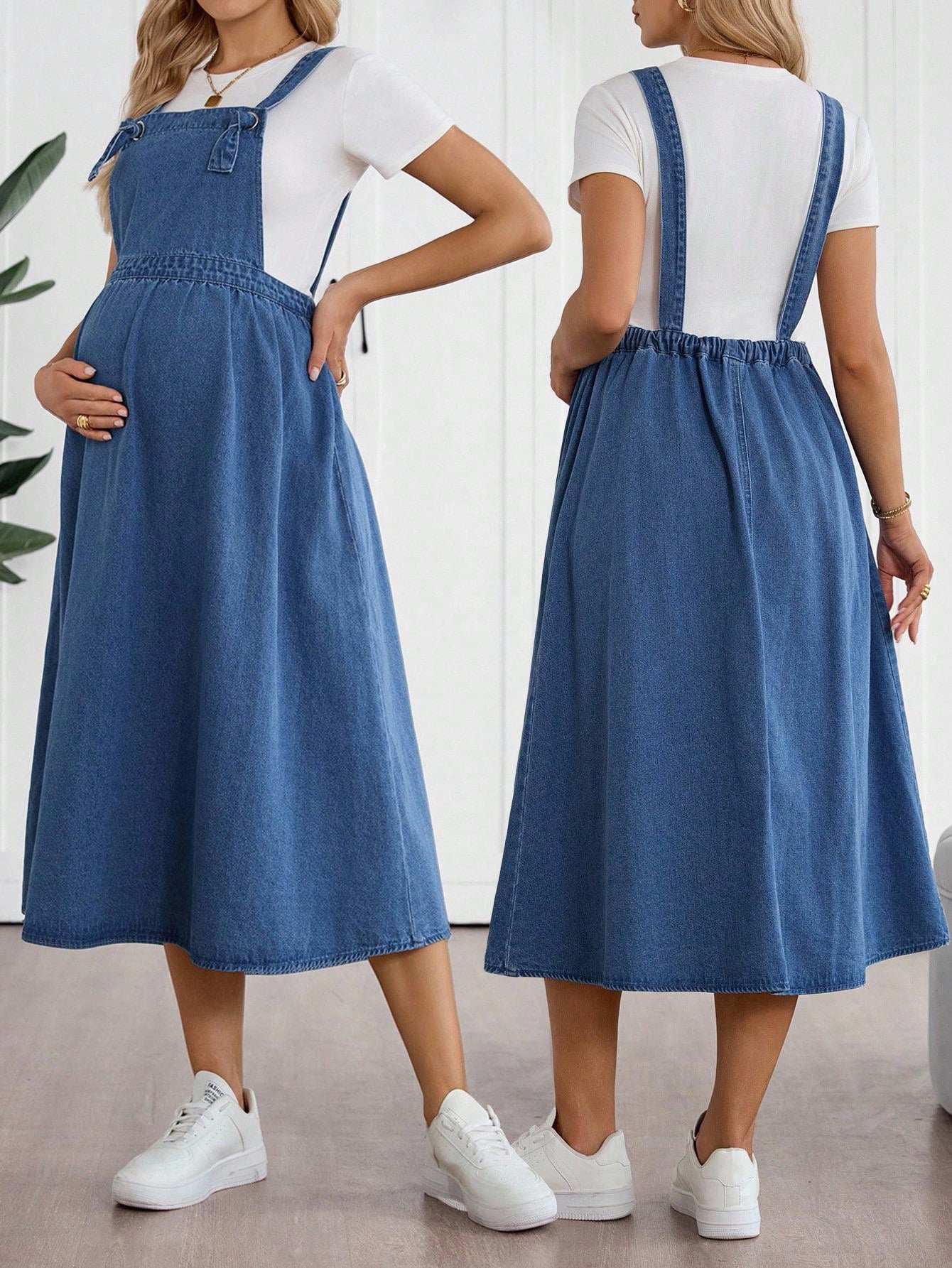 ملابس نسائية كاجوال للخريف والعودة إلى المدرسة والعودة إلى المنزل وعيد الهالوين وعيد الميلاد وطراز Y2K، أنيقة وعملية للسيدات، طراز ريفي وعتيق، متواضع وأنيق للعمل، ملابس للمعلمات للكنيسة والشارع، فستان جينز أزرق كاجوال - Pink&blue