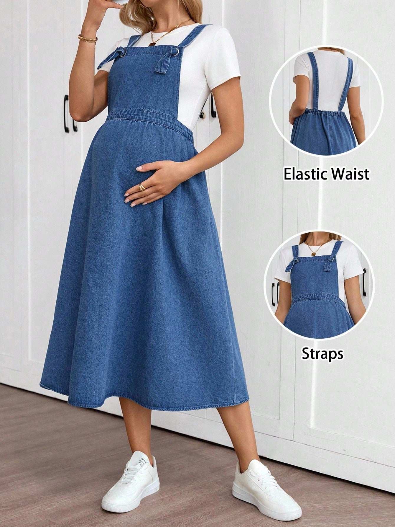 ملابس نسائية كاجوال للخريف والعودة إلى المدرسة والعودة إلى المنزل وعيد الهالوين وعيد الميلاد وطراز Y2K، أنيقة وعملية للسيدات، طراز ريفي وعتيق، متواضع وأنيق للعمل، ملابس للمعلمات للكنيسة والشارع، فستان جينز أزرق كاجوال - Pink&blue