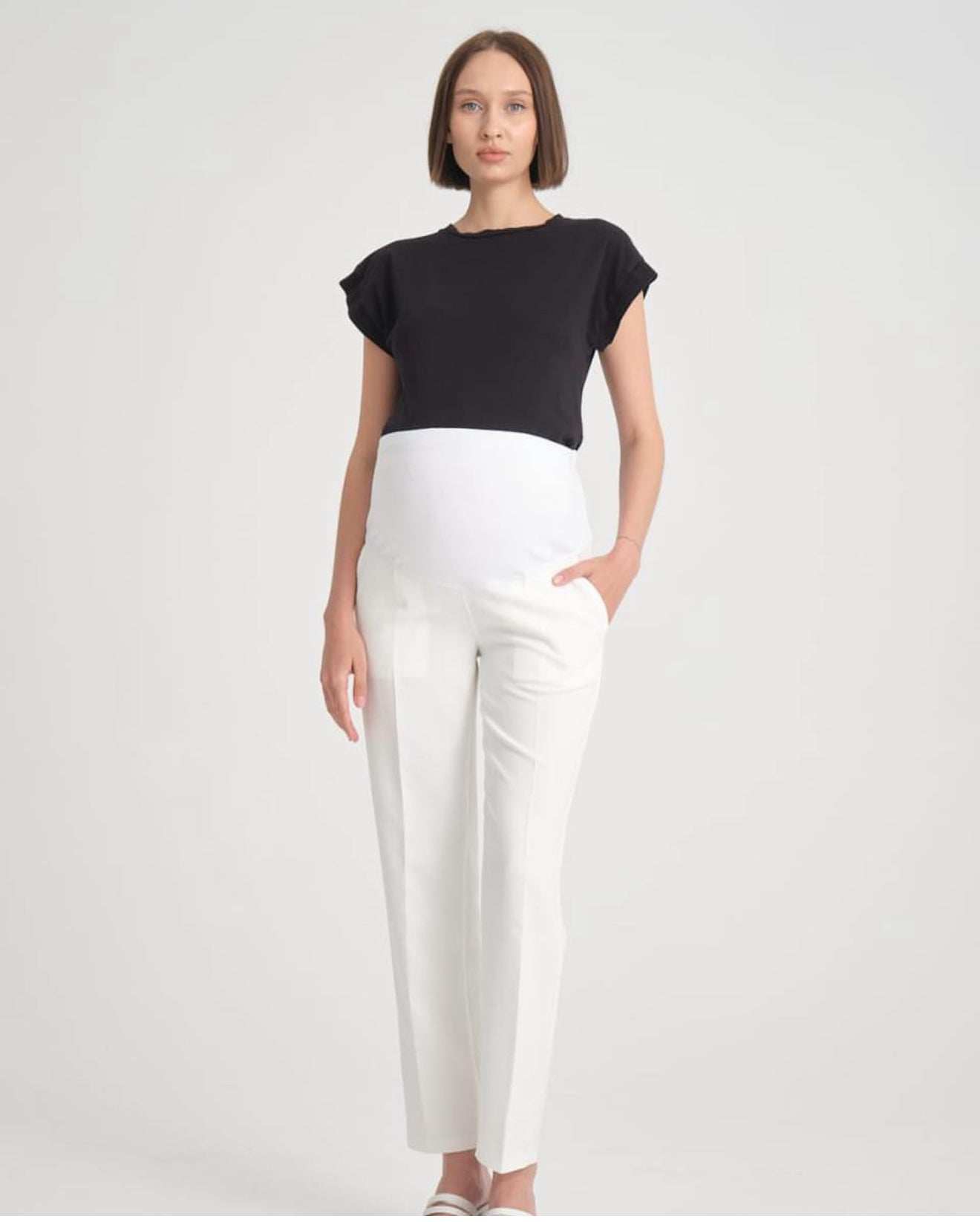 بنطرون قماش تركي ابيض - Pink&blue