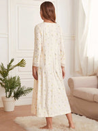 فستان راحة طبعات زهور ديتسي مع حواف دانتيل للأمومة - Pink&blue