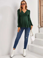 تي شيرت معقوف للحوامل مصنوع من الأرداف المحبوكة بأربطة - Pink&blue