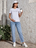 بنطلون جينز ألوان متباينة حافة خام للأمومة - Pink&blue