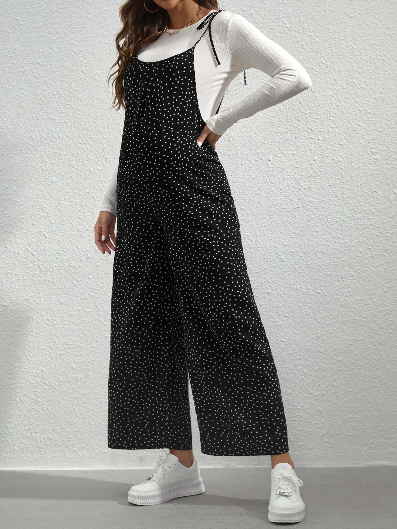 جمبسوت بحمالات بنقاط البولكا بربطة كتف بدون تي شيرت للأمومة - Pink&blue