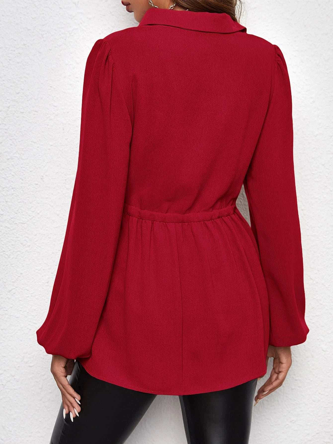 قميص أكمام فانوس رباط خصر للأمومة - Pink&blue