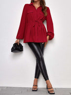 قميص أكمام فانوس رباط خصر للأمومة - Pink&blue