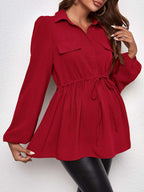 قميص أكمام فانوس رباط خصر للأمومة - Pink&blue