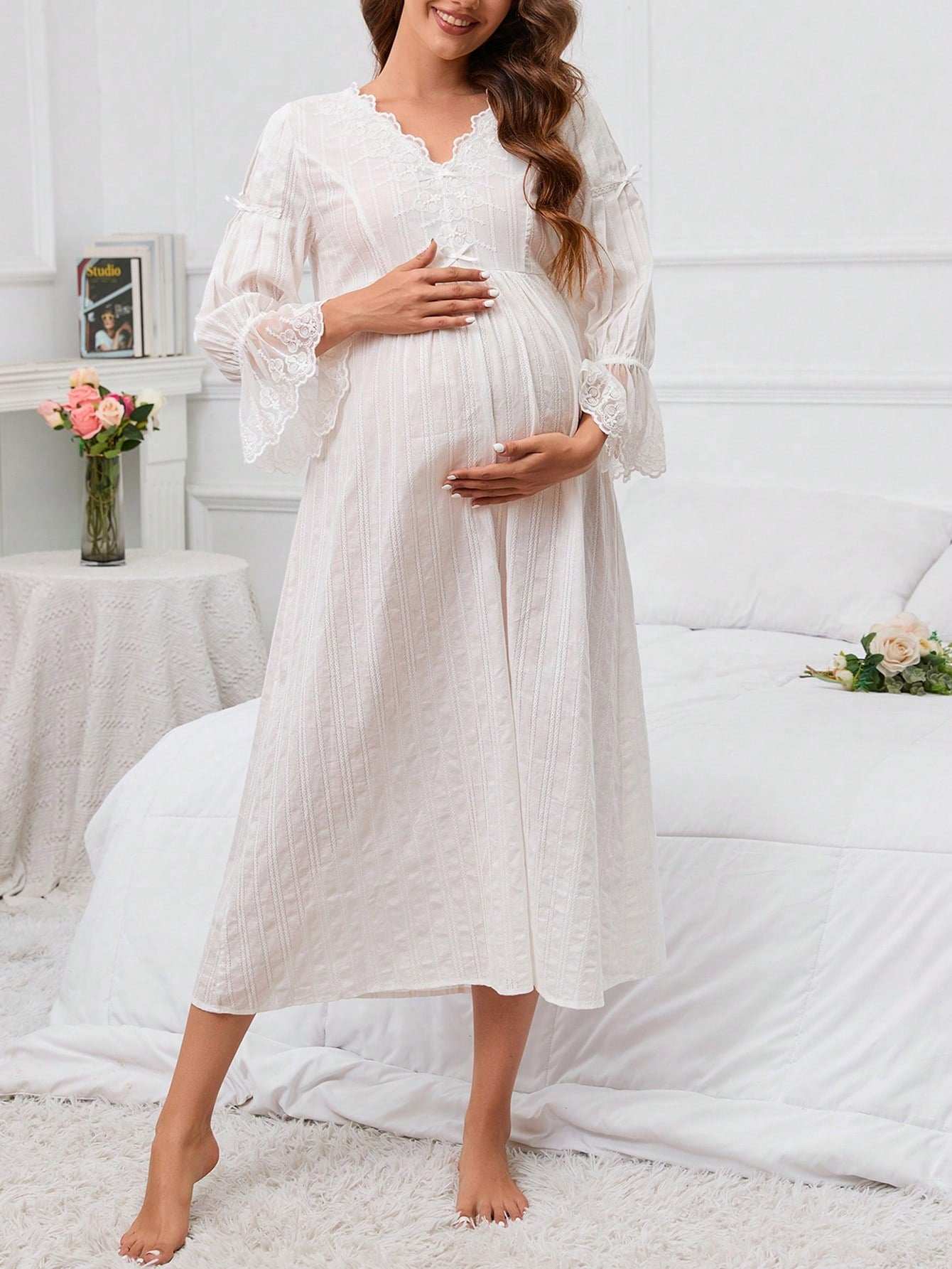 فستان النوم للأم من الدانتيل - Pink&blue