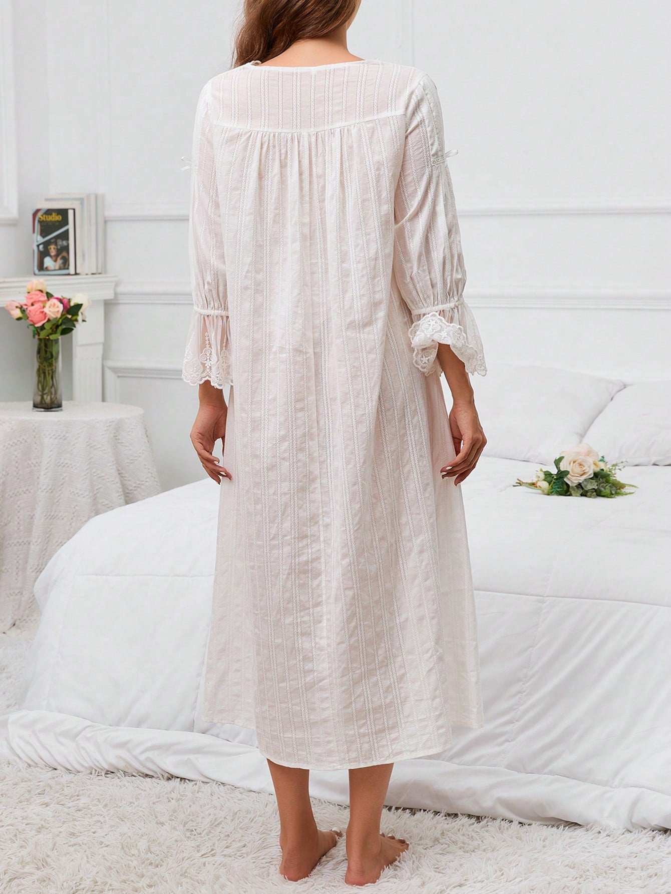 فستان النوم للأم من الدانتيل - Pink&blue