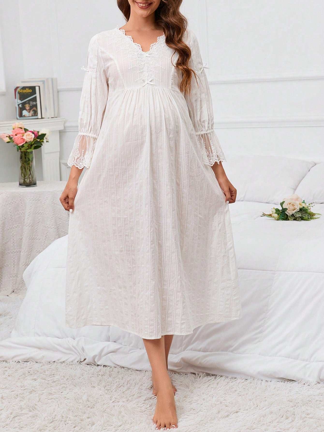 فستان النوم للأم من الدانتيل - Pink&blue