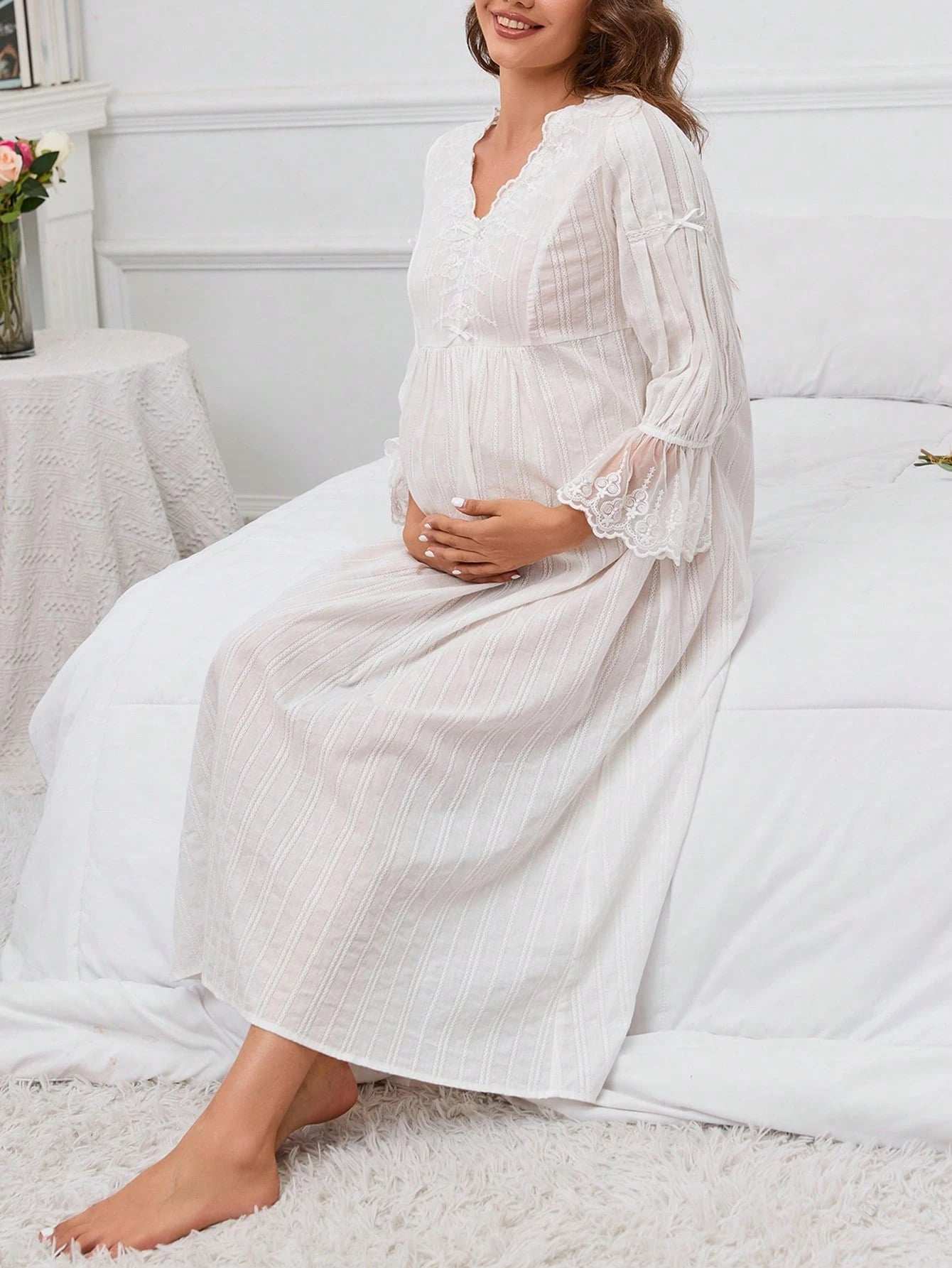 فستان النوم للأم من الدانتيل - Pink&blue