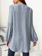 بلوزة خط عنق مفتوح أكمام فانوس للأمومة - Pink&blue