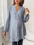 بلوزة خط عنق مفتوح أكمام فانوس للأمومة - Pink&blue