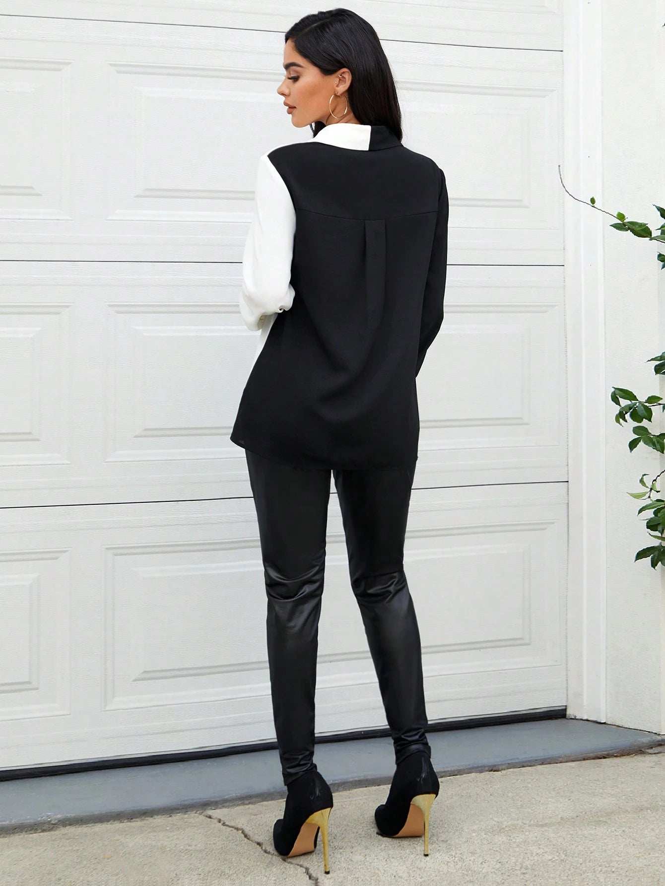 بلوزة أمامية بلونين أمامة بأزرار - Pink&blue