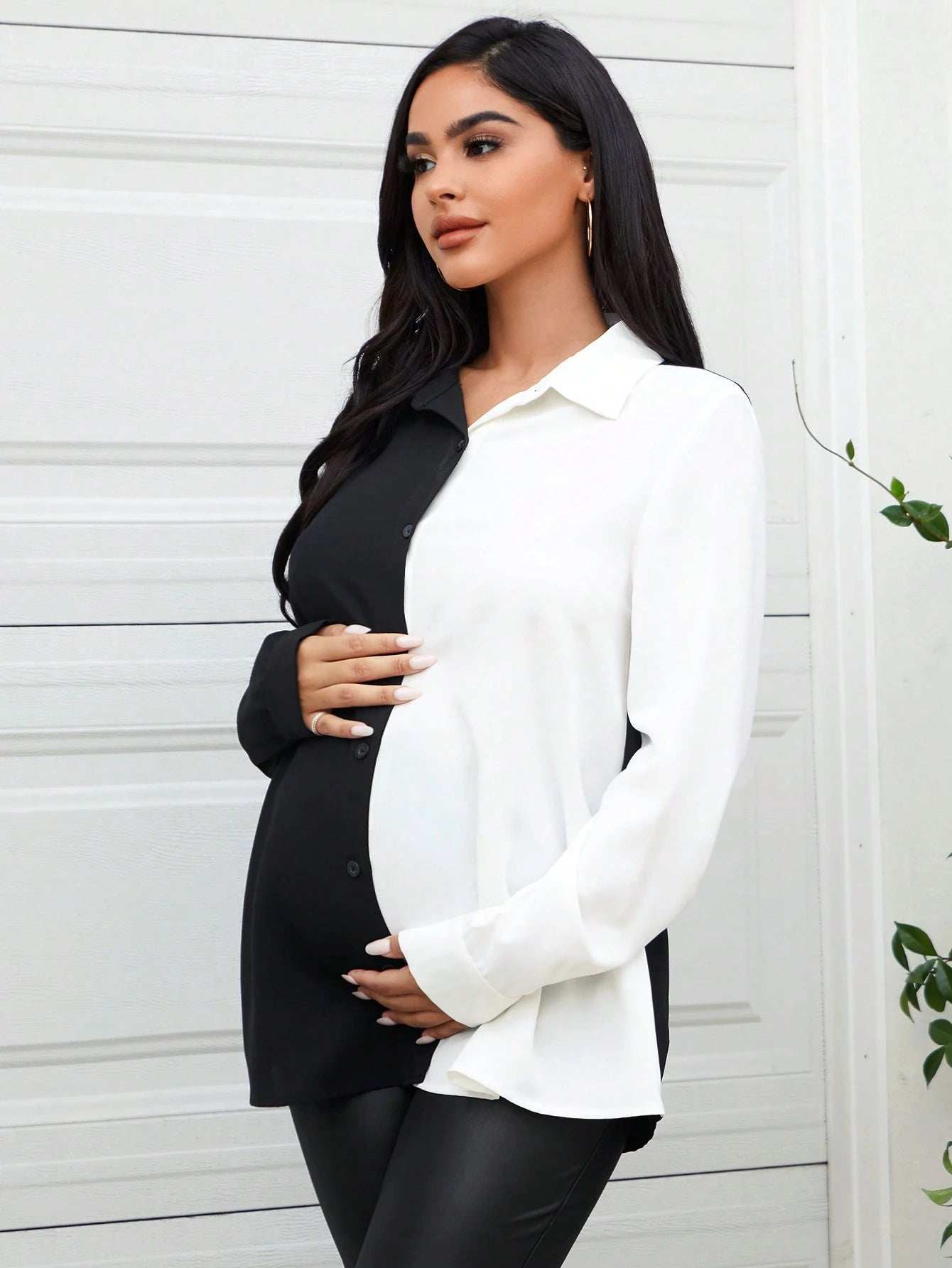 بلوزة أمامية بلونين أمامة بأزرار - Pink&blue