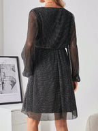 فستان بحزام للحمل بأكمام واسعة وشفاف للحوامل - Pink&blue