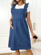 فستان الدنيم الأمومة مع [هملين] تكدرت - Pink&blue