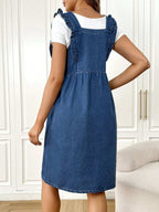 فستان الدنيم الأمومة مع [هملين] تكدرت - Pink&blue