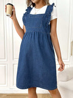 فستان الدنيم الأمومة مع [هملين] تكدرت - Pink&blue