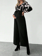 جمبسوت بأكمام فانوس مطبوعة للحوامل مع حزام - Pink&blue