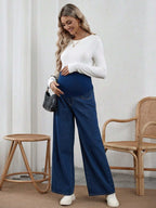 سراويل جينز ذات تنورة متدلية والخصر قابل للتعديل مناسبة للحوامل - Pink&blue