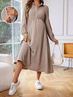 فستان بلوزة رضاعة طويلة الأكمام متعدد الوظائف للأمهات الحوامل - Pink&blue