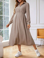 فستان بلوزة رضاعة طويلة الأكمام متعدد الوظائف للأمهات الحوامل - Pink&blue