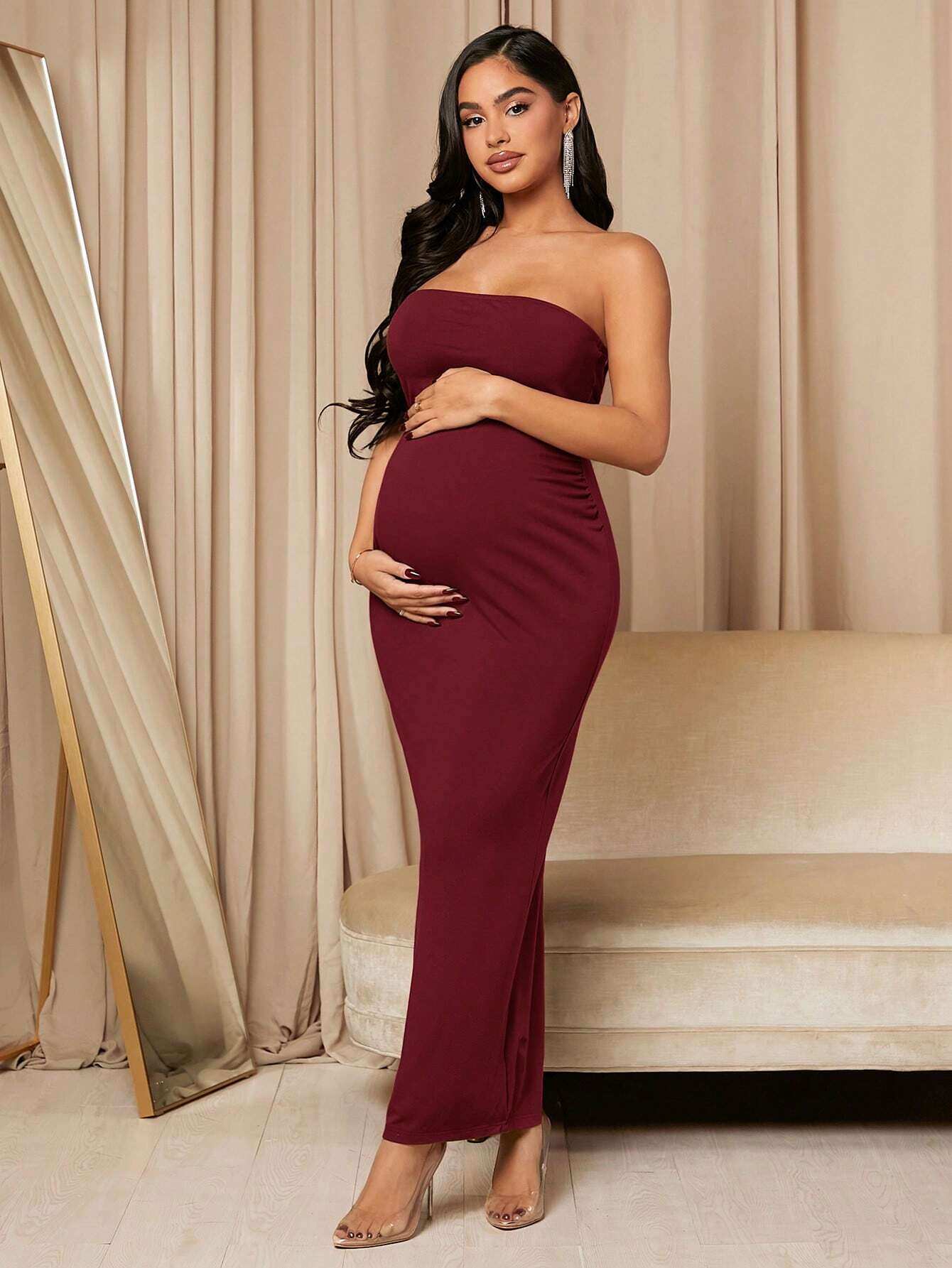 بدلة معطف لحمل بلا أكمام باللون الصلب و فستان ضيق بلا أشرطة طويل الأكمام - Pink&blue