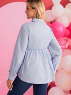 بلوزة بحافة مكشكشة بحافة كشكش - Pink&blue