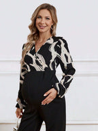 بدلة قفطان بطبعة الحمل وردية التصميم مزركشة من القطع العلوية وتصميم خصر عالي - Pink&blue