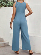 جمبسوت معقود بدون أكمام بلون سادة للأمومة - Pink&blue