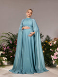 فستان سهرة رسمي من الشيفون بأكمام طويلة جدًا للحوامل من ديرساليسا - Pink&blue
