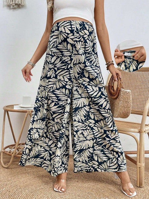 الأمومة السراويل المطبوعة نبات الخصر قابل للتعديل - Pink&blue