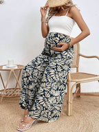 الأمومة السراويل المطبوعة نبات الخصر قابل للتعديل - Pink&blue