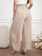 بنطلون مصمم للحوامل موضة سادة بخصر قابل للتعديل وأرجل واسعة - Pink&blue