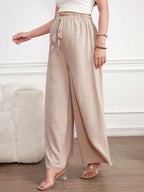 بنطلون مصمم للحوامل موضة سادة بخصر قابل للتعديل وأرجل واسعة - Pink&blue